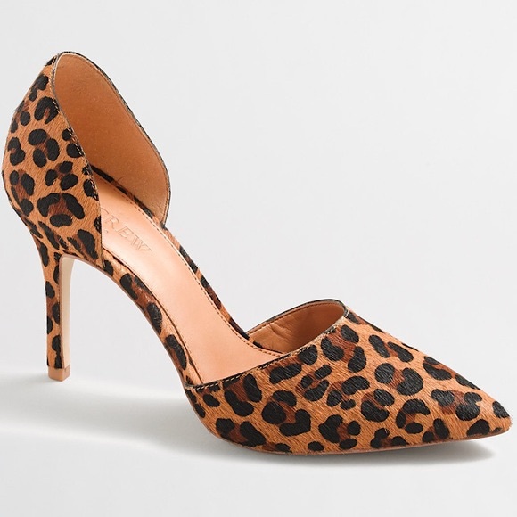 J.Crew Lana Calf Hair D’orsay Leopard Pointed Toe Pumps Heels
